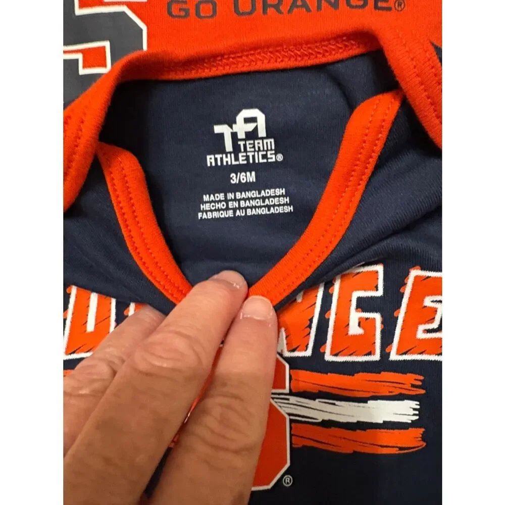 NWT Syracuse Orange Baby One-Piece Bodysuit Set - Navy, Orange, White size 3-6 m
